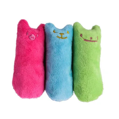 Juguetes de hierba gatera para rechinar los dientes, divertido juguete interactivo de peluche para gatos, juguete vocal para masticar gatitos, garras, mordedura de pulgar, menta para gatos
