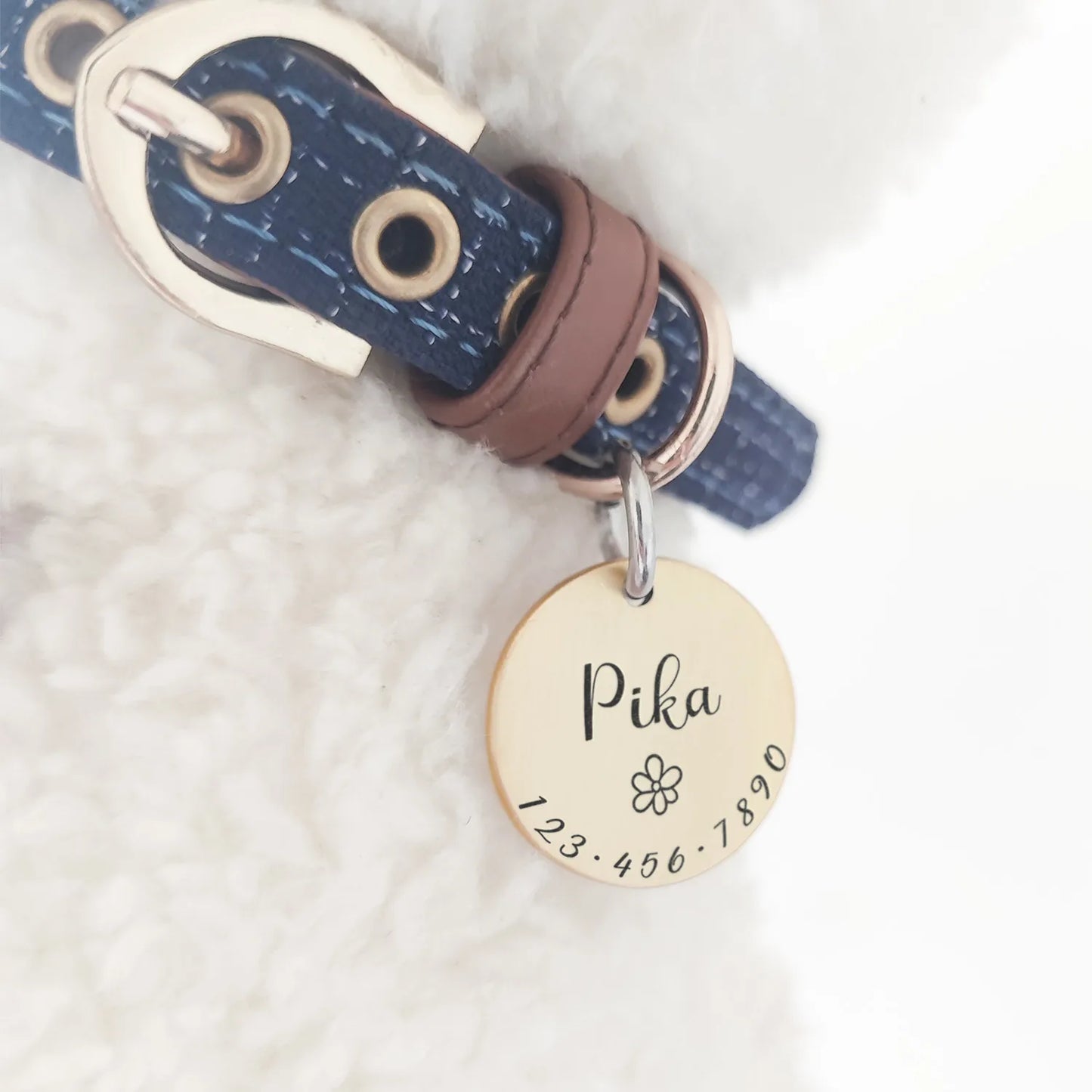 Collar con placa de identificación personalizada para perro, gato, cadena grabada personalizada, suministros para etiquetas con nombre.