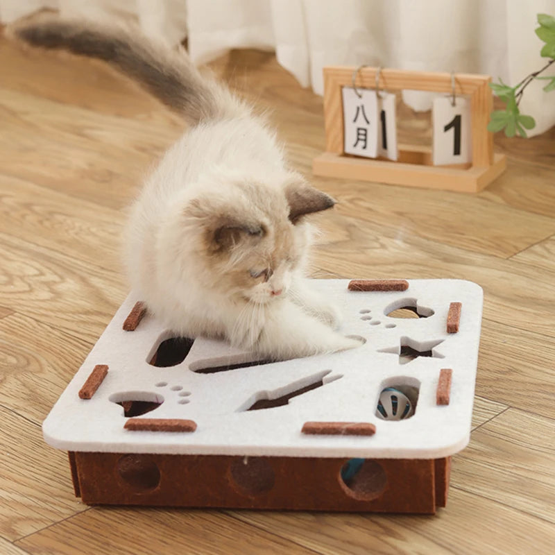 Juguete rompecabezas para gatos Booteely, caja de fieltro para hacer ejercicio con pelota, para deportes de interior, entretenimiento, caza, juguetes para gatos de interior.