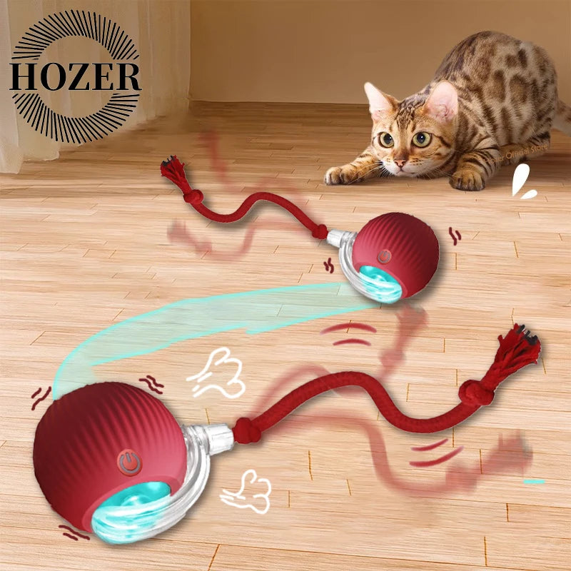2 pelotas interactivas para gatos, automáticas, con cola falsa, recargables, inteligentes, eléctricas, para entrenamiento de gatos, imitando ratones.