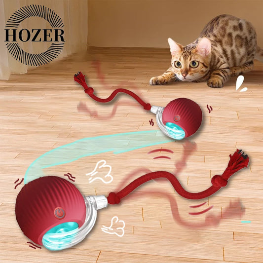 2 pelotas interactivas para gatos, automáticas, con cola falsa, recargables, inteligentes, eléctricas, para entrenamiento de gatos, imitando ratones.