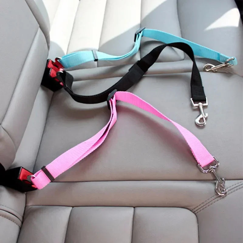 Cinturón de seguridad ajustable para mascotas, gatos y perros, arnés para coche, clip de correa, palanca de seguridad, collares de tracción, accesorios para perros.