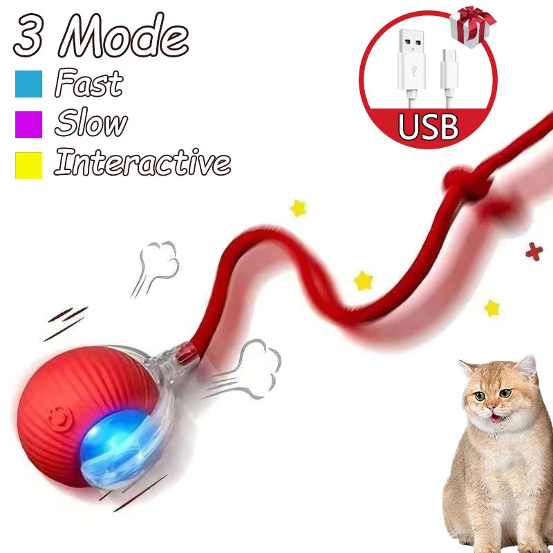 2 pelotas interactivas para gatos, automáticas, con cola falsa, recargables, inteligentes, eléctricas, para entrenamiento de gatos, imitando ratones.