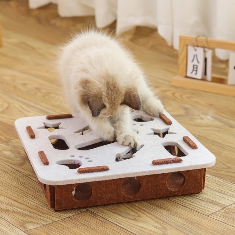 Juguete rompecabezas para gatos Booteely, caja de fieltro para hacer ejercicio con pelota, para deportes de interior, entretenimiento, caza, juguetes para gatos de interior.