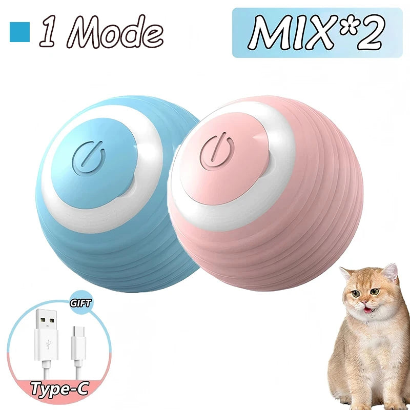 2 pelotas interactivas para gatos, automáticas, con cola falsa, recargables, inteligentes, eléctricas, para entrenamiento de gatos, imitando ratones.