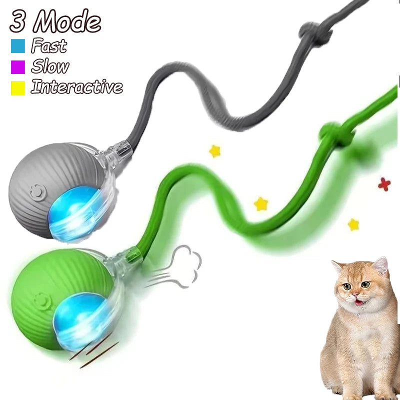 2 pelotas interactivas para gatos, automáticas, con cola falsa, recargables, inteligentes, eléctricas, para entrenamiento de gatos, imitando ratones.