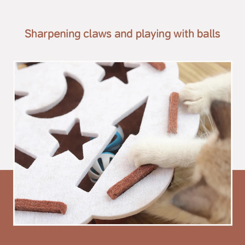 Juguete rompecabezas para gatos Booteely, caja de fieltro para hacer ejercicio con pelota, para deportes de interior, entretenimiento, caza, juguetes para gatos de interior.