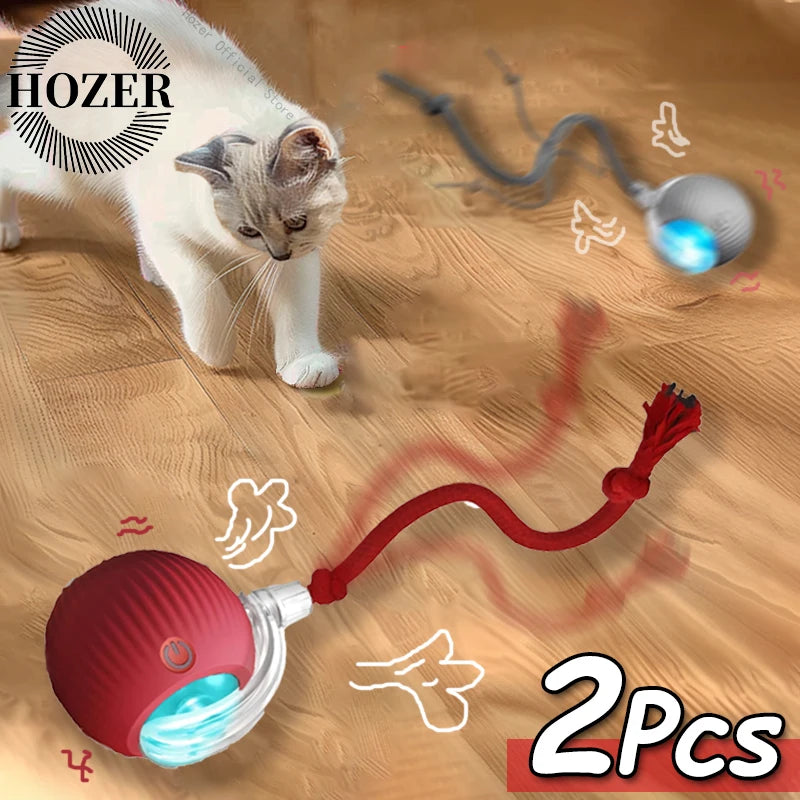 2 pelotas interactivas para gatos, automáticas, con cola falsa, recargables, inteligentes, eléctricas, para entrenamiento de gatos, imitando ratones.