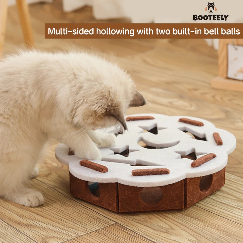 Juguete rompecabezas para gatos Booteely, caja de fieltro para hacer ejercicio con pelota, para deportes de interior, entretenimiento, caza, juguetes para gatos de interior.