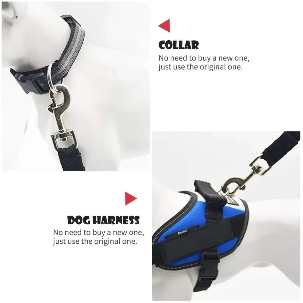 Cinturón de seguridad ajustable para mascotas, gatos y perros, arnés para coche, clip de correa, palanca de seguridad, collares de tracción, accesorios para perros.