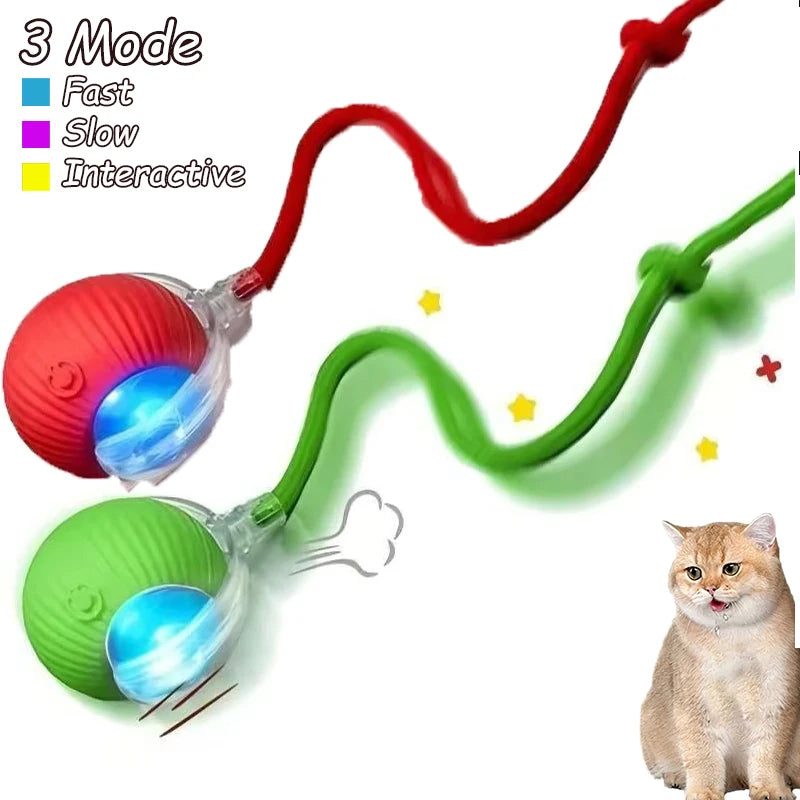 2 pelotas interactivas para gatos, automáticas, con cola falsa, recargables, inteligentes, eléctricas, para entrenamiento de gatos, imitando ratones.